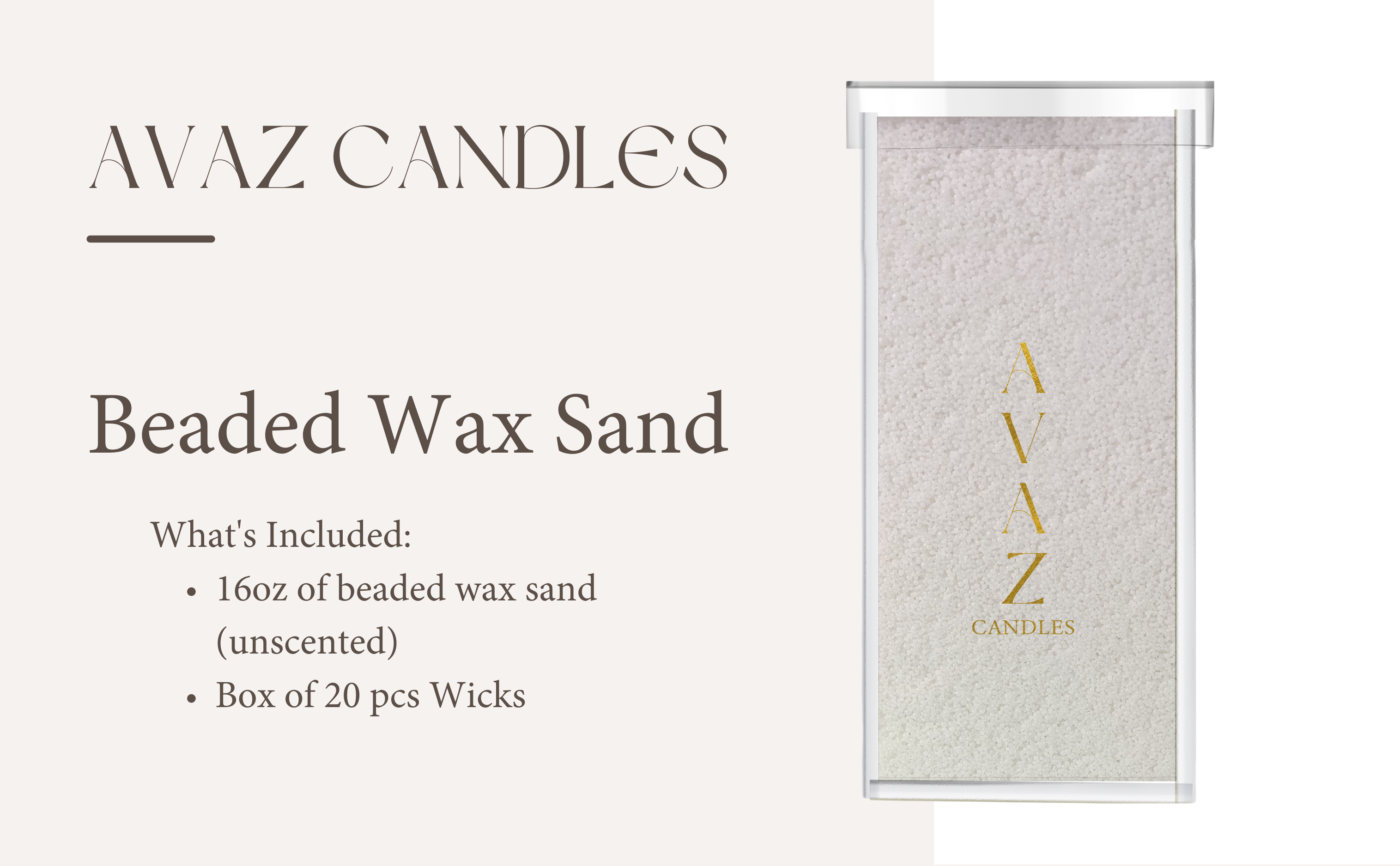 Avaz Candles Beaded Sand Wax 16oz With Wicks